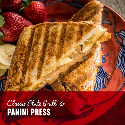 George Foreman 8-Serving Classic Plate Grill and Panini Press with Adjustable Temperature, Platinum, GR2121P