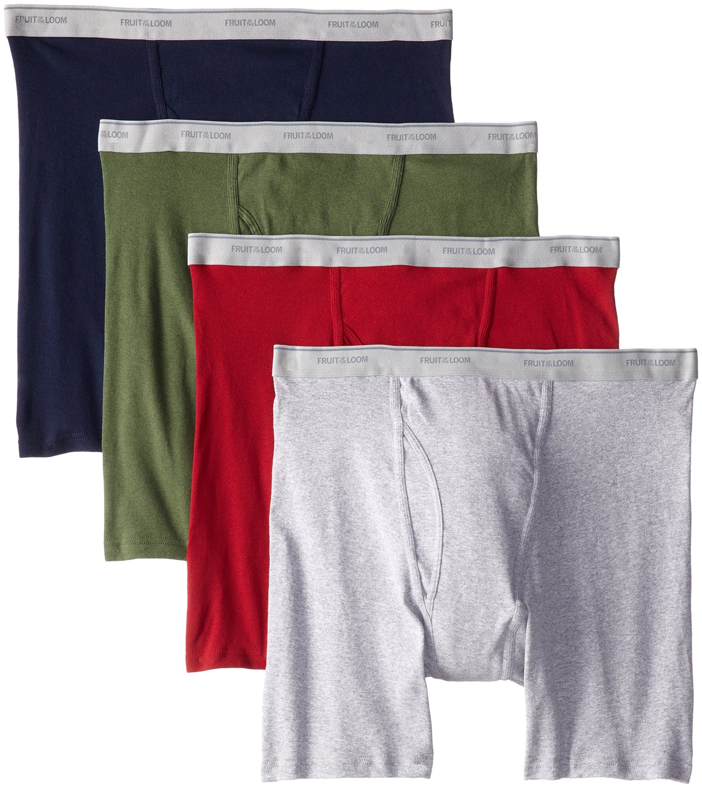 Fruit of the Loom Men's No Ride Up Boxer Brief, Stripe/Solid - Traditional Fly, Large