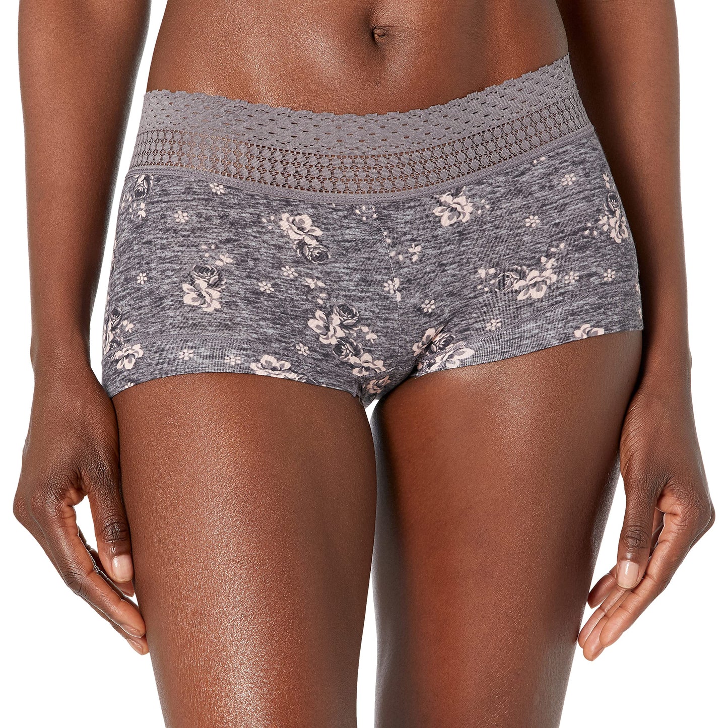 Maidenform Women's Dream Cotton with Lace Boy Short, Steel Grey Dot, 2X/9
