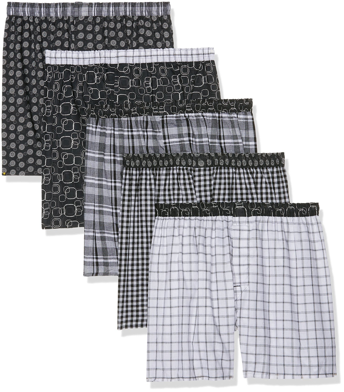 Hanes Men's 5-Pack Inside Exposed Waistband Woven Boxers, Assorted, X-Large
