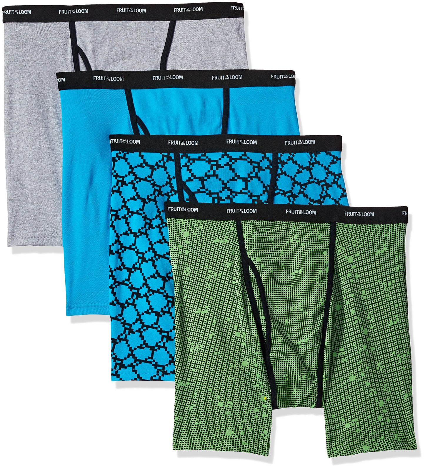 Fruit of the Loom Men's No Ride Up Boxer Brief, Stripe/Solid - Traditional Fly, Large