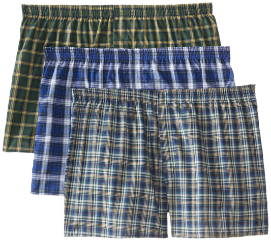 Fruit of the Loom Men's Big Man 3-Pack Tartan Plaid Boxers 590XBM (2XB (Waist 46-48))