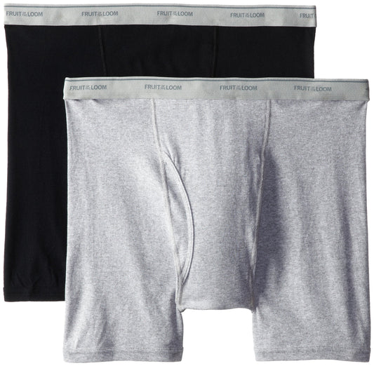 Fruit of the Loom Men's Big Man Black/Gray Boxer Brief(Pack of 2), Assorted, 4XB/54-56