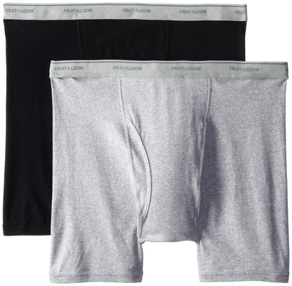 Fruit of the Loom Men's Big Man Black/Gray Boxer Brief(Pack of 2), Assorted, 4XB/54-56