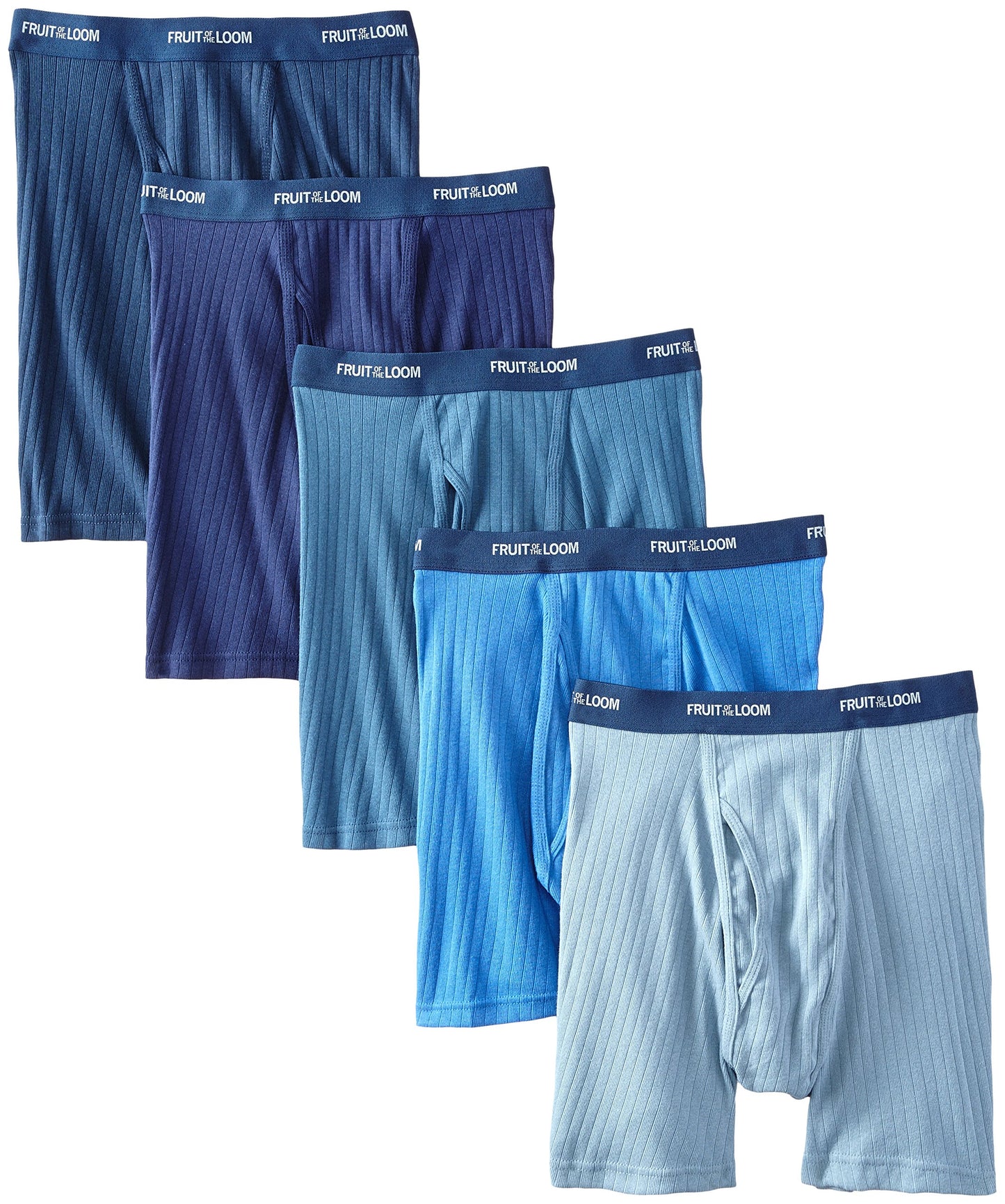 Fruit of the Loom Men's No Ride Up Boxer Brief, Stripe/Solid - Traditional Fly, Large