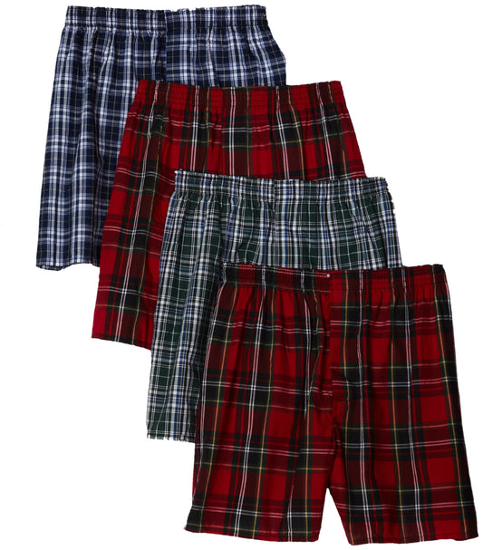 Hanes Mens Tartan Boxer 4 Pack,Assorted,XL 42-44