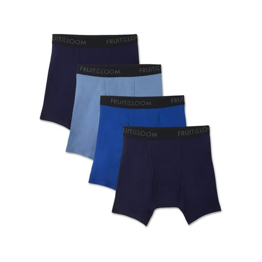 Fruit of the Loom Men's Breathable Cotton Micro-Mesh Assorted Color Boxer Briefs 4 Pack