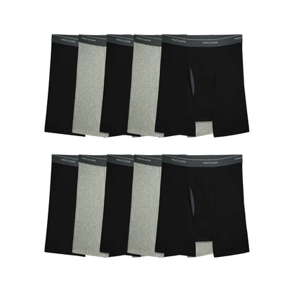 Fruit of the Loom Men's CoolZone Fly Boxer Briefs, Black And Gray 10 Pack