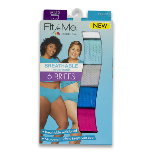 Fit for Me by Fruit of the Loom Women's Plus Size Breathable Micro-Mesh Brief Underwear, 6 Pack